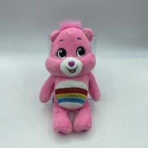 Care Bear Unlock the Magic Pink Rainbow Cheer Bear Plush Basic Fun  9"